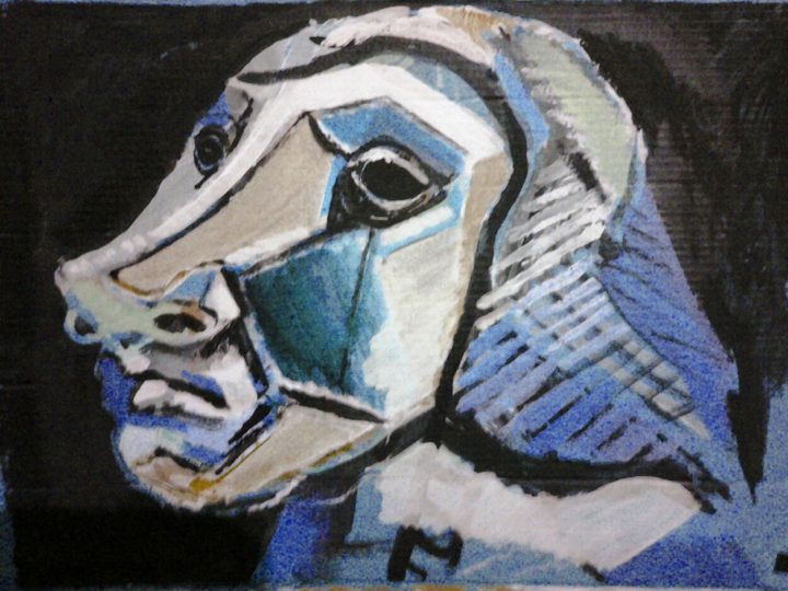 The Head - Acrylic painting on paper - Łukasz Maciej Klimowski